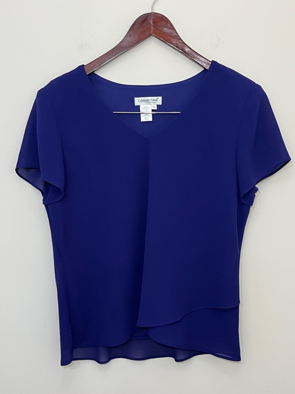 Coldwater Creek Women's Short Sleeve V-Neck Blouse Size 16